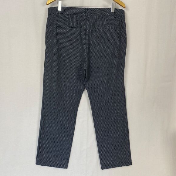 Ann Taylor Dress Pants Womens 12 Navy Blue Swiss Dot Ankle Stretch Career 36x28 - Picture 2 of 11
